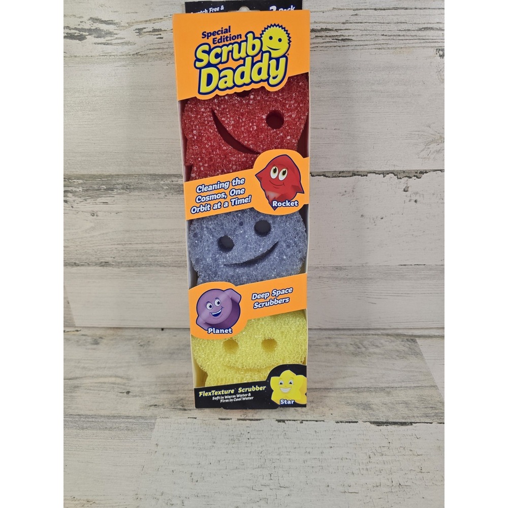 Scrub Daddy Special Edition Deep Space Scrubbers 3 Pack Rocket Planet Star New